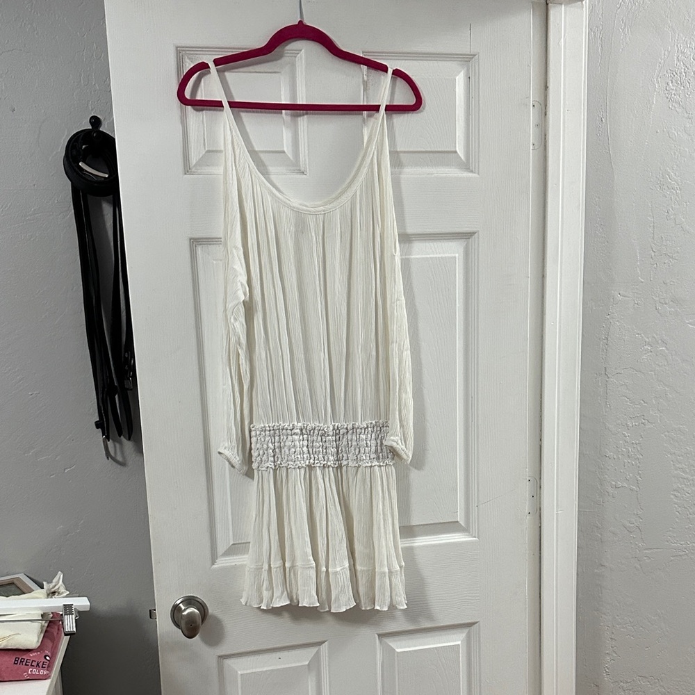 Elan Off-White Blouse with Smocked Detail